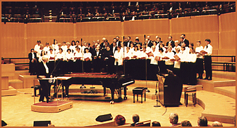 1996, Philharmonischen Nacht, Chor auf der Bühne der Philharmonie in Köln